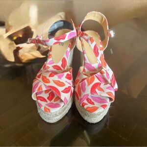 Diane Von Furstenberg Pink and Orange Lip Print Espadrilles